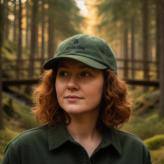 ad silvam - Cord Cap mit Stick | Unisex Cord-Kappe für Jäger:innen & Naturfreunde