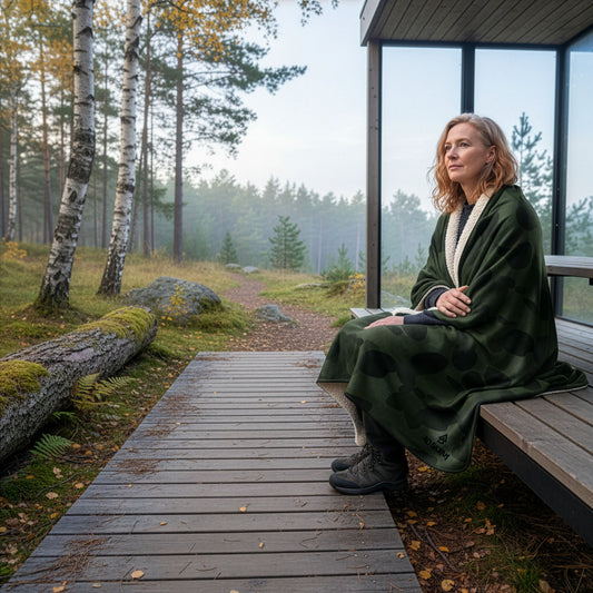 ad silvam - Ansitz-Decke (bedruckt) | Ultraweich & warm | Kuscheldecke in Waldtönen
